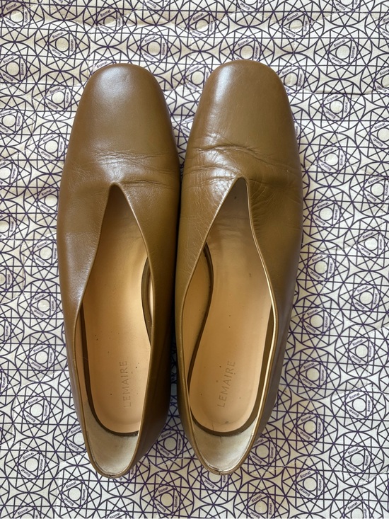 Lemaire Shoes - Lemaire Brown Leather Square-Toe Flats